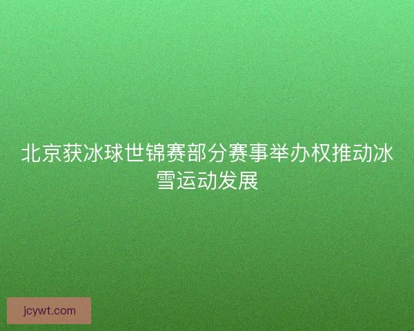 北京获冰球世锦赛部分赛事举办权推动冰雪运动发展